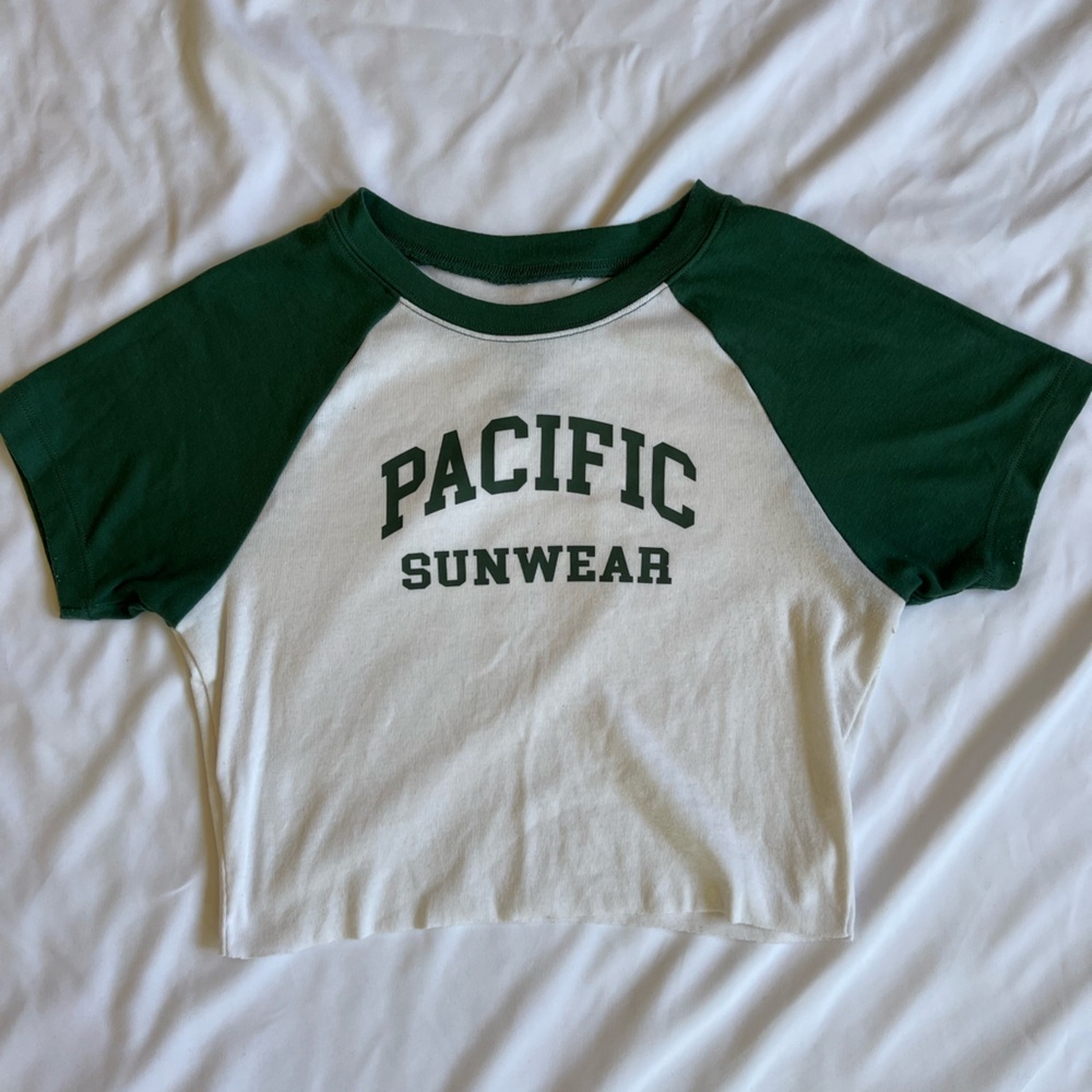 Pacific Sunwear Green and White Women's Top